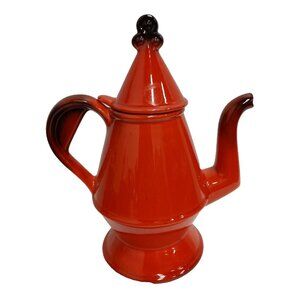 VTG Metlox Poppytail Red Roaster Coffee Pot With Lid & Handle 5 Cup Porcelain